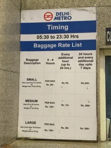 メトロ ニューデリー駅 手荷物預かり所